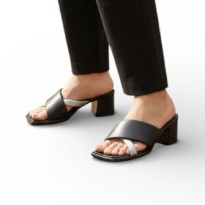 Valentina Rangoni Darius Slides Size 7.5M Women's Black Sandals Made In Italy